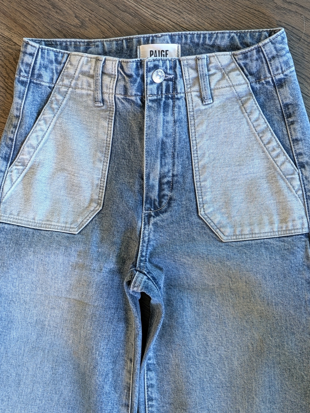 Paige Sasha Ankle Wide Leg Patch Pocket Denim